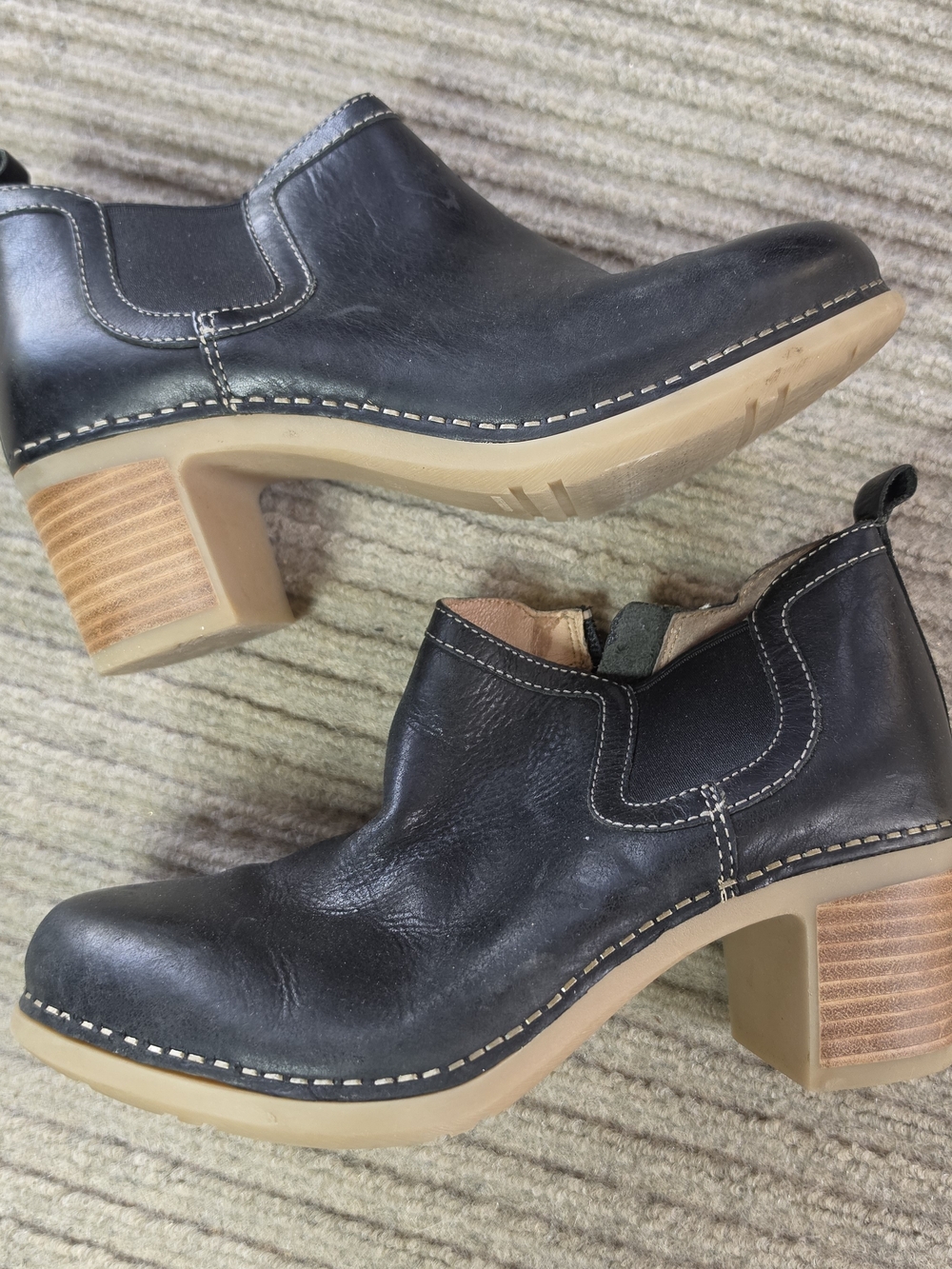 Dansko Harlene Women's Ankle Booties Sz 36 Black Leather Side Zip Block Heel